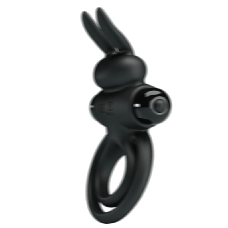 PRETTY LOVE ANILLO VIBRADOR III CONEJO PARA PENE NEGRO