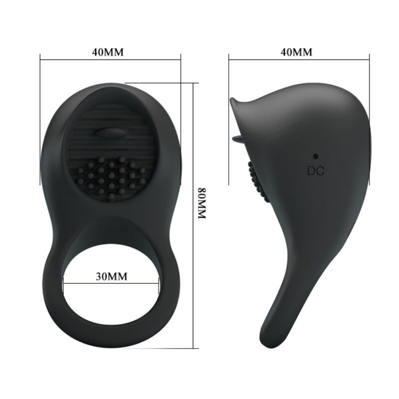 PRETTY LOVE ANILLO VIBRADOR PARA PENE CON LENGUA NEGRO