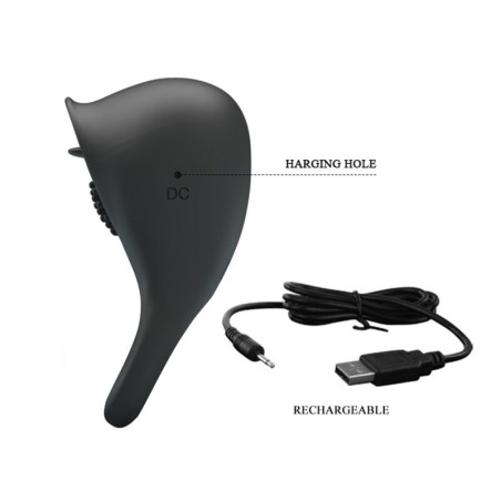 PRETTY LOVE ANILLO VIBRADOR PARA PENE CON LENGUA NEGRO