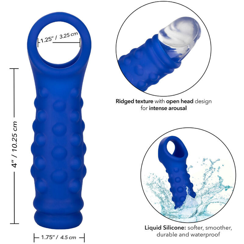 CALEXOTICS ADMIRAL BEADED FUNDA PENE SILICONA LIQUIDA AZUL
