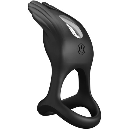 PRETTY LOVE SILAS ANILLO VIBRADOR 7 VIBRACIONES SILICONA NEGRO
