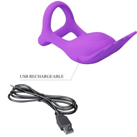 PRETTY LOVE SILAS ANILLO VIBRADOR 7 VIBRACIONES SILICONA LILA