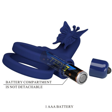 PRETTY LOVE JAMELE DOBLE ANILLO CON VIBRACION ESTIMULADOR MARIPOSA AZUL