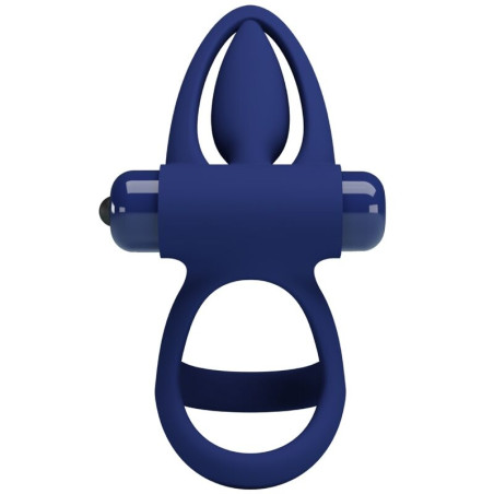 PRETTY LOVE MAT DOBLE ANILLO CON VIBRACION ESTIMULADOR AZUL