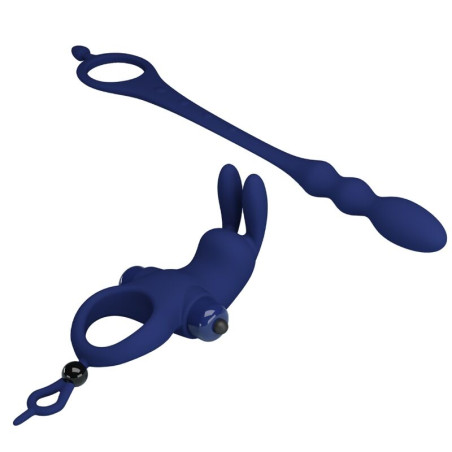 PRETTY LOVE AYAD ANILLO VIBRADOR RABBIT CON PLUG AZUL
