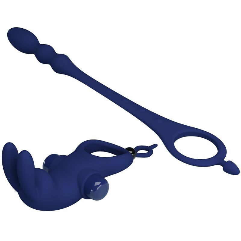 PRETTY LOVE AYAD ANILLO VIBRADOR RABBIT CON PLUG AZUL