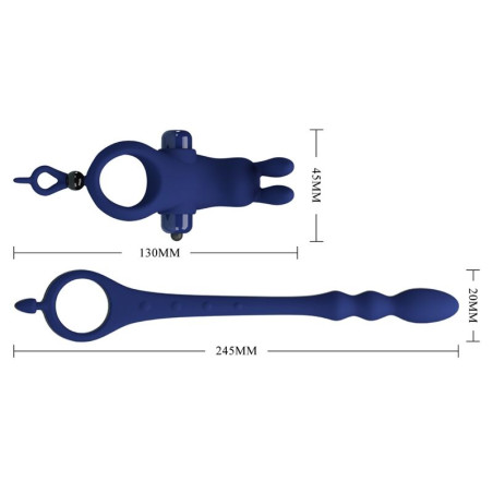 PRETTY LOVE AYAD ANILLO VIBRADOR RABBIT CON PLUG AZUL