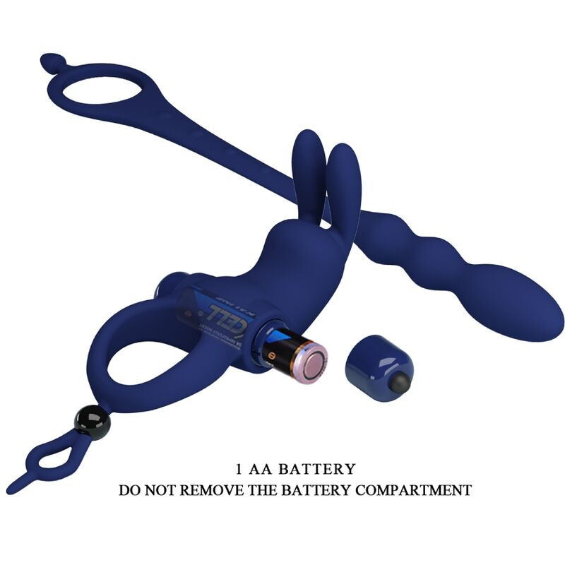 PRETTY LOVE AYAD ANILLO VIBRADOR RABBIT CON PLUG AZUL