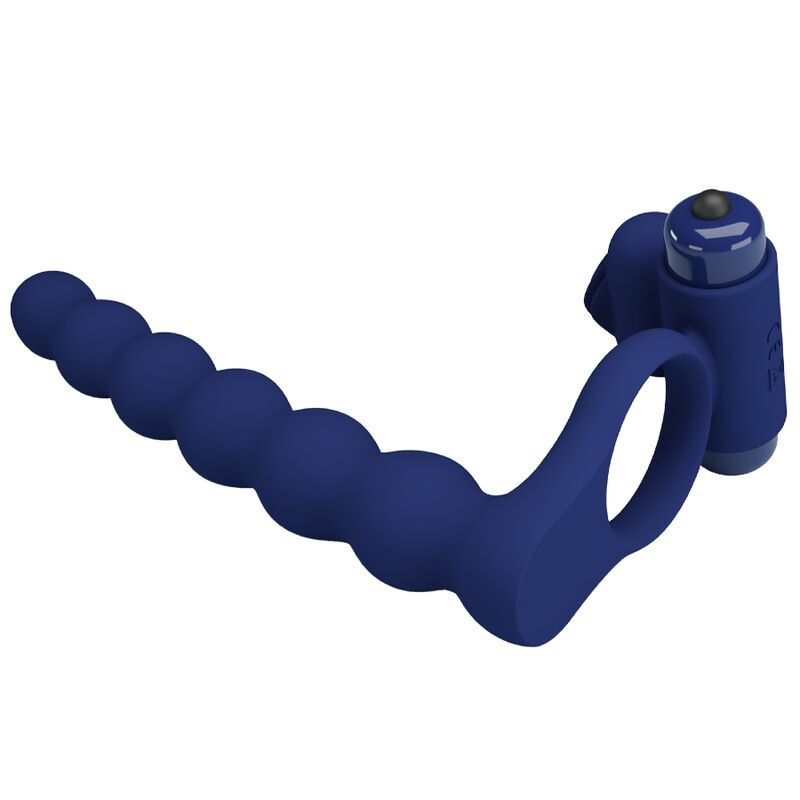 PRETTY LOVE AJMAL ANILLO VIBRADOR CON PLUG AZUL