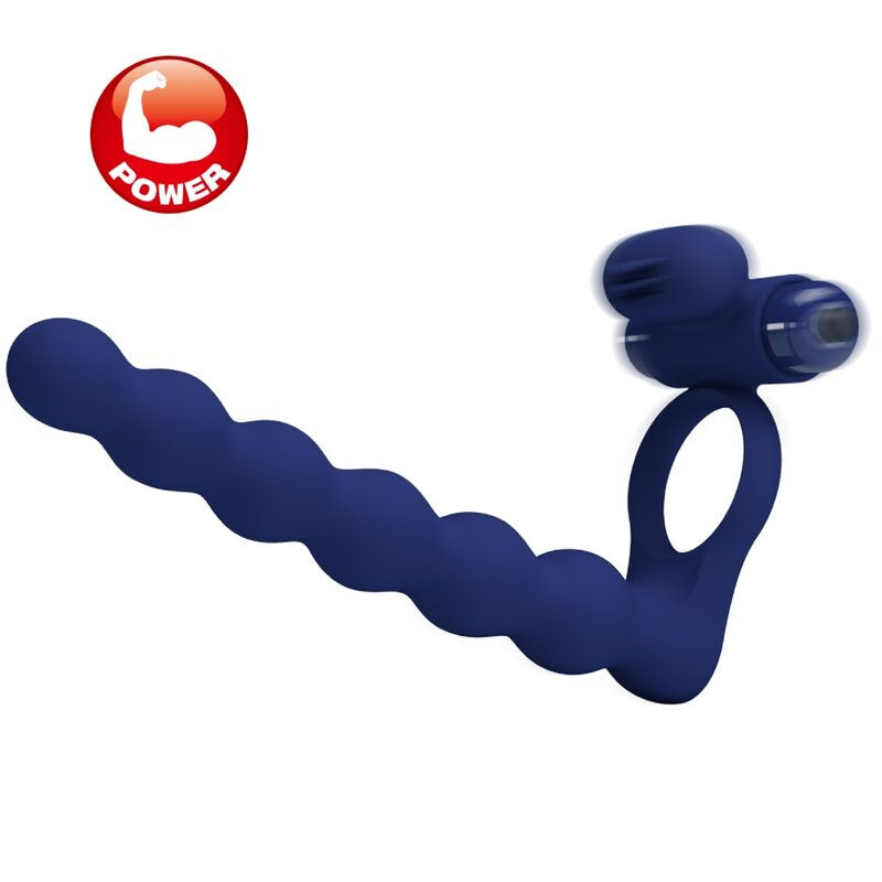 PRETTY LOVE AJMAL ANILLO VIBRADOR CON PLUG AZUL