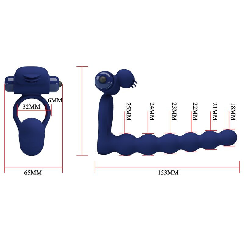 PRETTY LOVE AJMAL ANILLO VIBRADOR CON PLUG AZUL