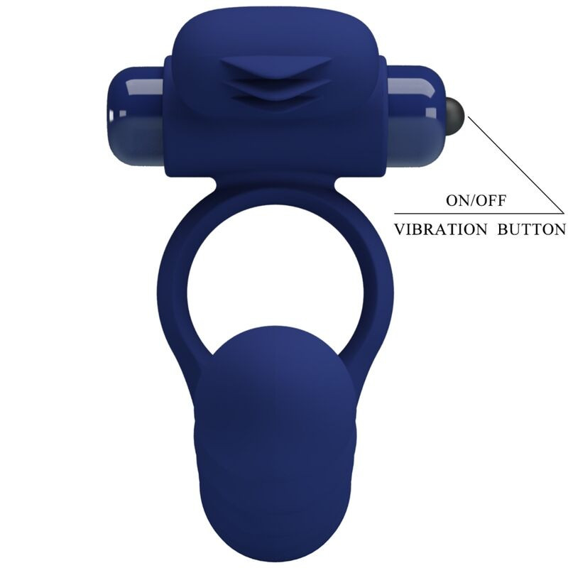 PRETTY LOVE AJMAL ANILLO VIBRADOR CON PLUG AZUL