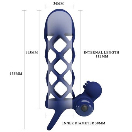 PRETTY LOVE GIANN ANILLO VIBRADOR CON FUNDA DE SILICONA AZUL