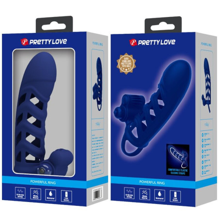 PRETTY LOVE ALTAF ANILLO VIBRADOR CON FUNDA DE SILICONA AZUL