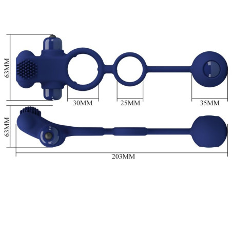 PRETTY LOVE REMINGTON DOBLE ANILLO VIBRADOR CON PLUG AZUL