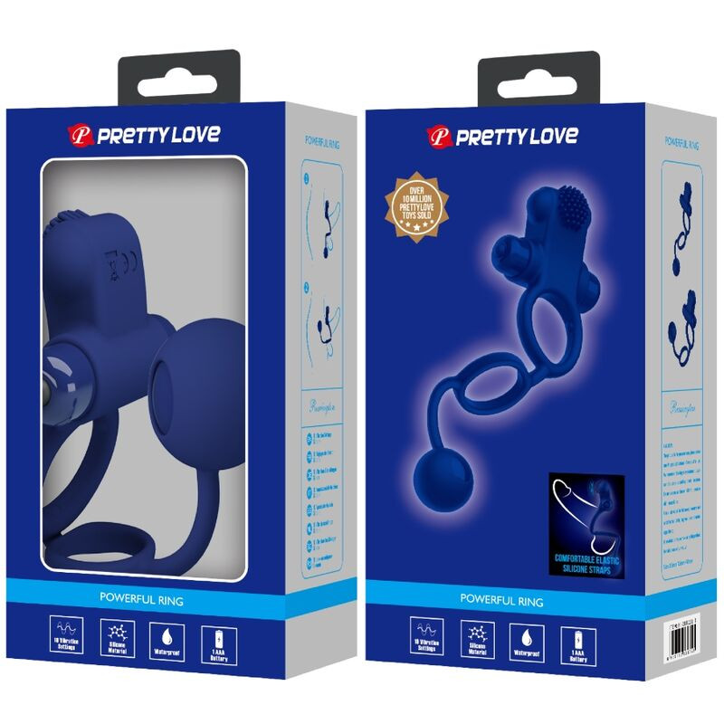 PRETTY LOVE REMINGTON DOBLE ANILLO VIBRADOR CON PLUG AZUL