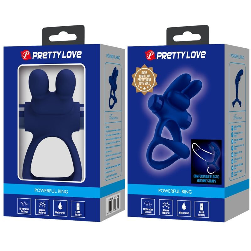 PRETTY LOVE FRANCISCO DOBLE ANILLO VIBRADOR RABBIT AZUL