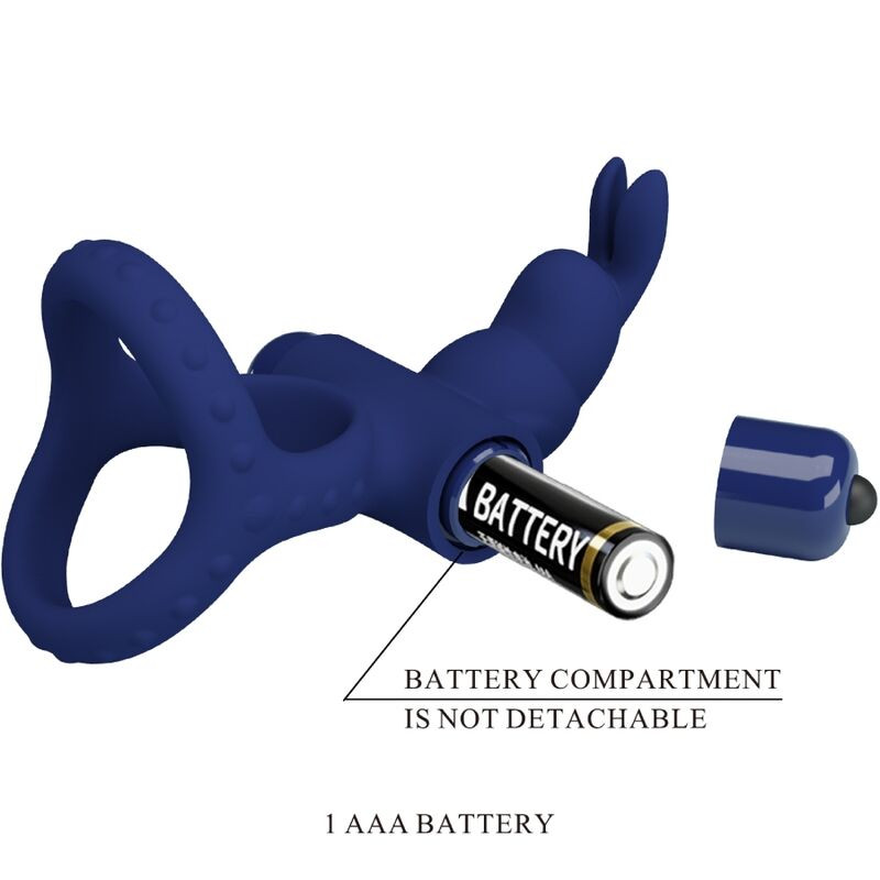PRETTY LOVE LUCHITO DOBLE ANILLO VIBRADOR RABBIT AZUL