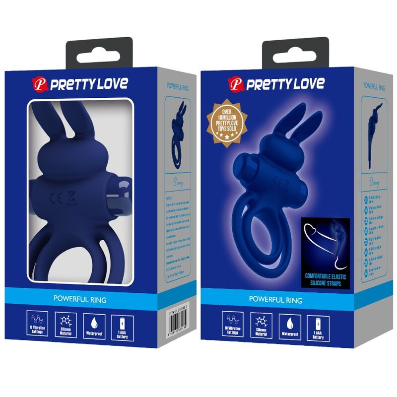 PRETTY LOVE DAREY DOBLE ANILLO VIBRADOR RABBIT AZUL