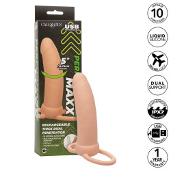 CALEXOTICS MAXX DOBLE PENETRADOR GRUESO 10 VIBRACIONES NATURAL 2