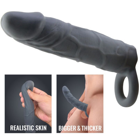 PRETTY LOVE FUNDA DE PENE DE PIEL REALISTICA GRIS OSCURO