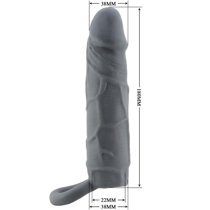 PRETTY LOVE FUNDA DE PENE DE PIEL REALISTICA GRIS OSCURO