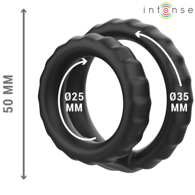INTENSE DEWEY ANILLO DOBLE PARA PENE SILICONA NEGRO MODELO 2