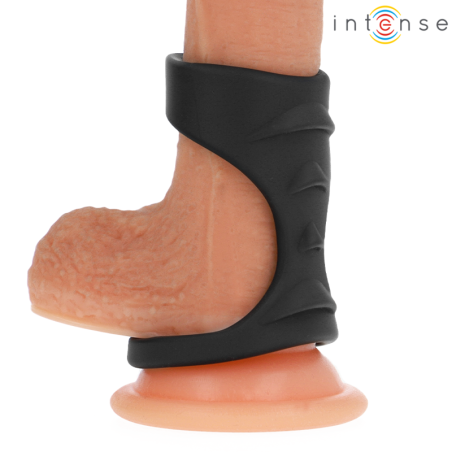 INTENSE THEO ANILLO DOBLE PARA PENE SILICONA NEGRO MODELO 3