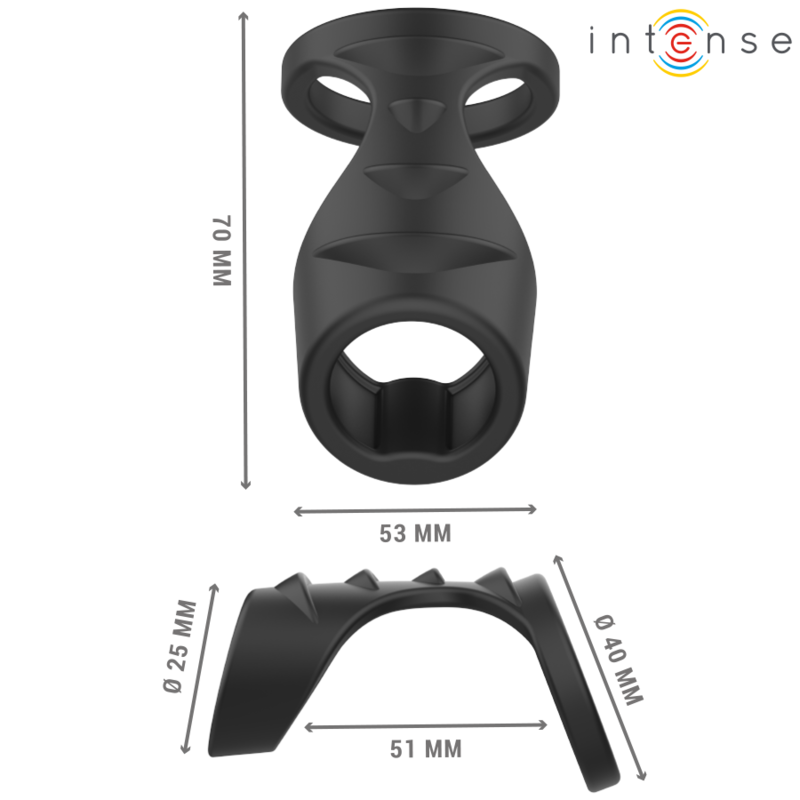 INTENSE THEO ANILLO DOBLE PARA PENE SILICONA NEGRO MODELO 3