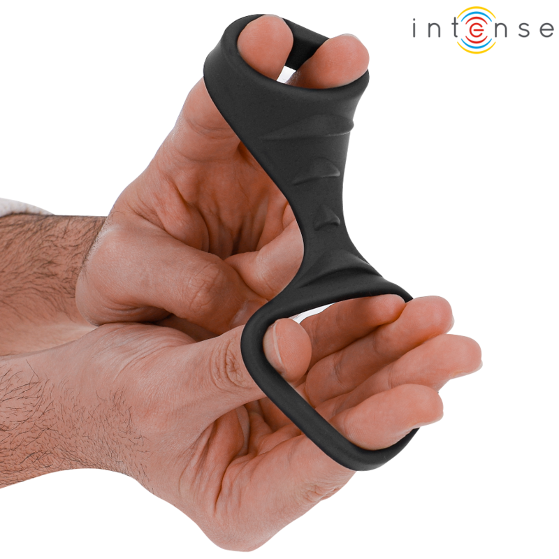 INTENSE THEO ANILLO DOBLE PARA PENE SILICONA NEGRO MODELO 3