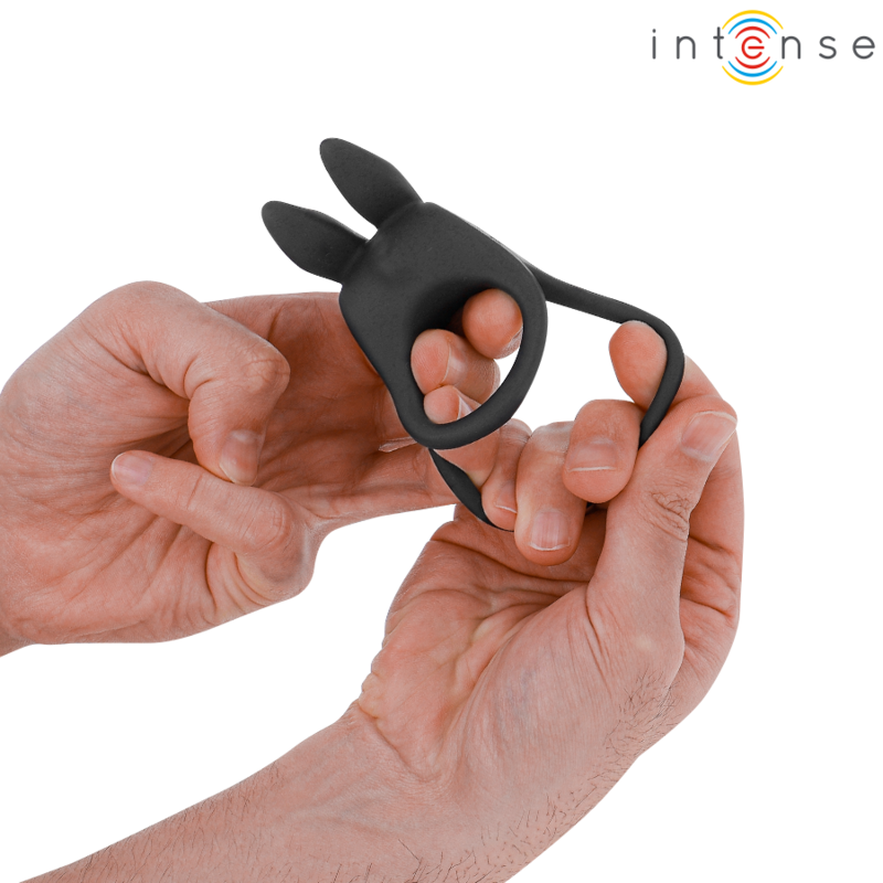 INTENSE SAM ANILLO DOBLE VIBRADOR PENE 10 VIBRACIONES NEGRO