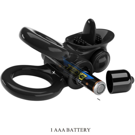 PRETTY LOVE PASSIONATE RING DOBLE ANILLO VIBRADOR ESTIMULADOR CLITORIS NEGRO