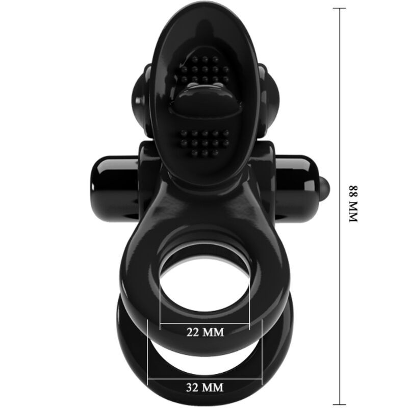 PRETTY LOVE PASSIONATE RING DOBLE ANILLO VIBRADOR ESTIMULADOR CLITORIS NEGRO