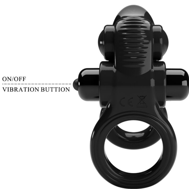PRETTY LOVE PASSIONATE RING DOBLE ANILLO VIBRADOR ESTIMULADOR CLITORIS NEGRO