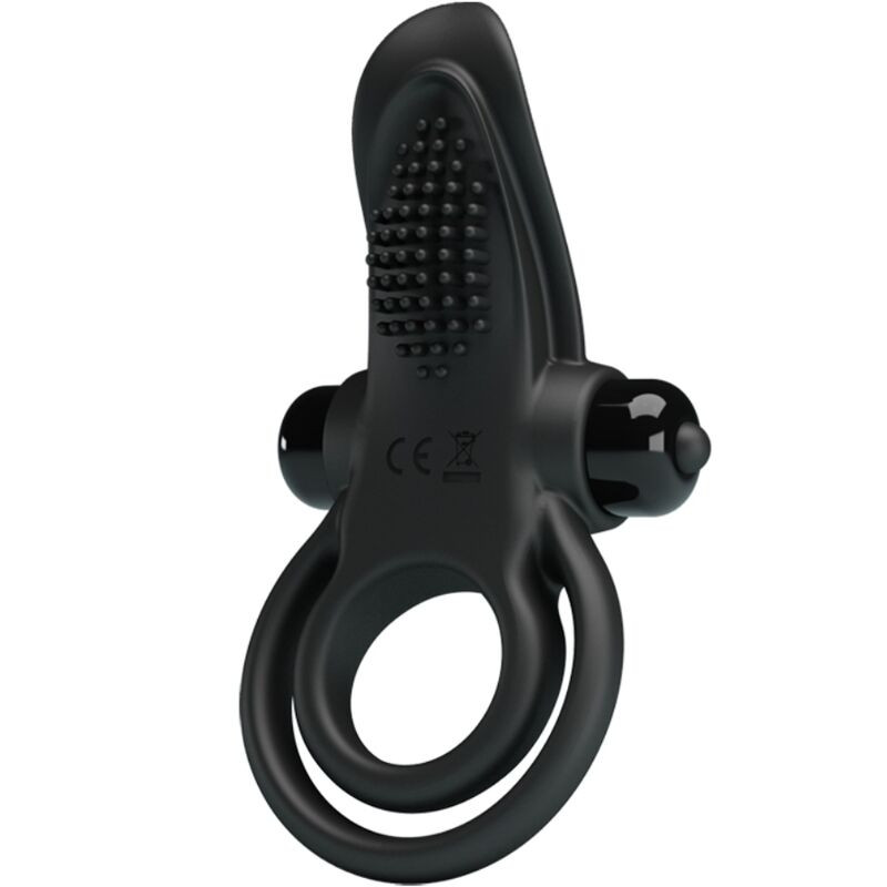 PRETTY LOVE DOBLE ANILLO VIBRADOR ESTIMULADOR CLITORIS 10 VIBRACIONES NEGRO