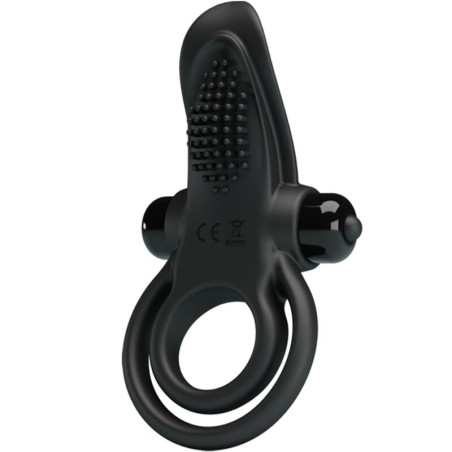 PRETTY LOVE DOBLE ANILLO VIBRADOR ESTIMULADOR CLITORIS 10 VIBRACIONES NEGRO