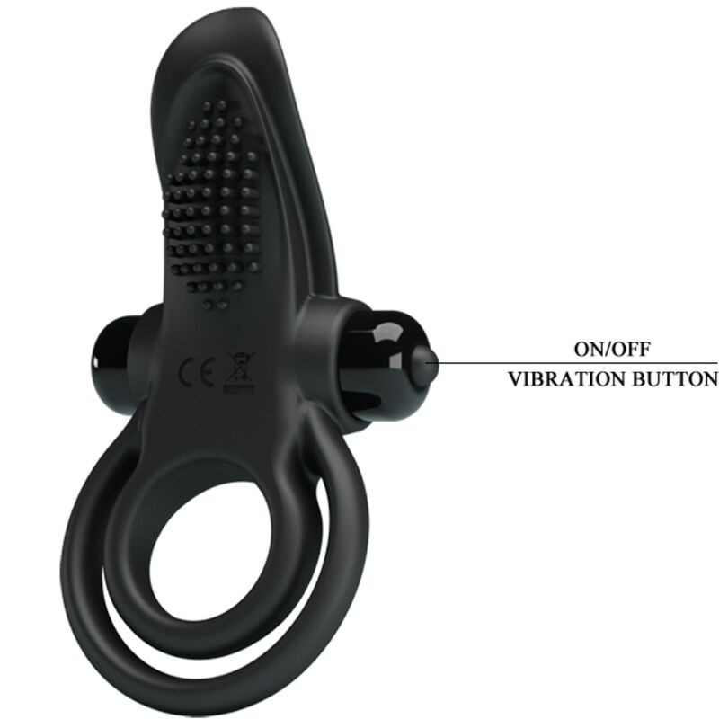 PRETTY LOVE DOBLE ANILLO VIBRADOR ESTIMULADOR CLITORIS 10 VIBRACIONES NEGRO