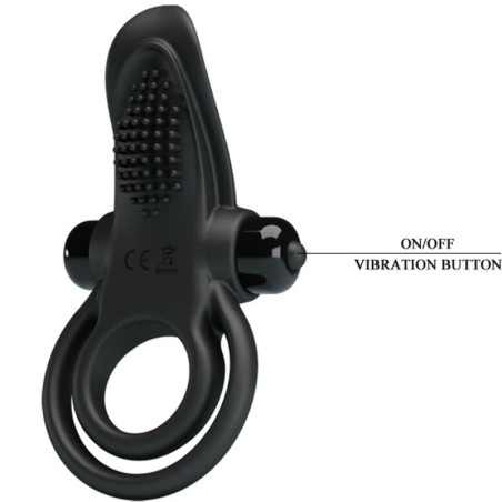 PRETTY LOVE DOBLE ANILLO VIBRADOR ESTIMULADOR CLITORIS 10 VIBRACIONES NEGRO