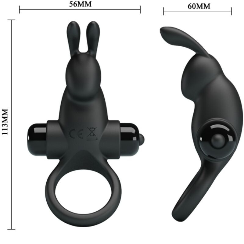 PRETTY LOVE ANILLO VIBRADOR ESTIMULADOR RABBIT CLITORIS 10 VIBRACIONES NEGRO