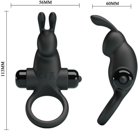PRETTY LOVE ANILLO VIBRADOR ESTIMULADOR RABBIT CLITORIS 10 VIBRACIONES NEGRO