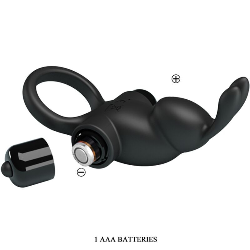 PRETTY LOVE ANILLO VIBRADOR ESTIMULADOR RABBIT CLITORIS 10 VIBRACIONES NEGRO