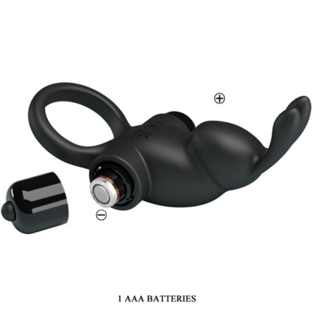 PRETTY LOVE ANILLO VIBRADOR ESTIMULADOR RABBIT CLITORIS 10 VIBRACIONES NEGRO