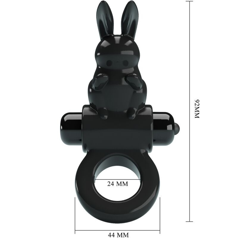 PRETTY LOVE EXCITING RING ANILLO VIBRADOR RABBIT 10 VIBRACIONES NEGRO