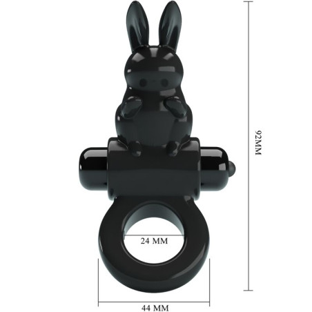 PRETTY LOVE EXCITING RING ANILLO VIBRADOR RABBIT 10 VIBRACIONES NEGRO