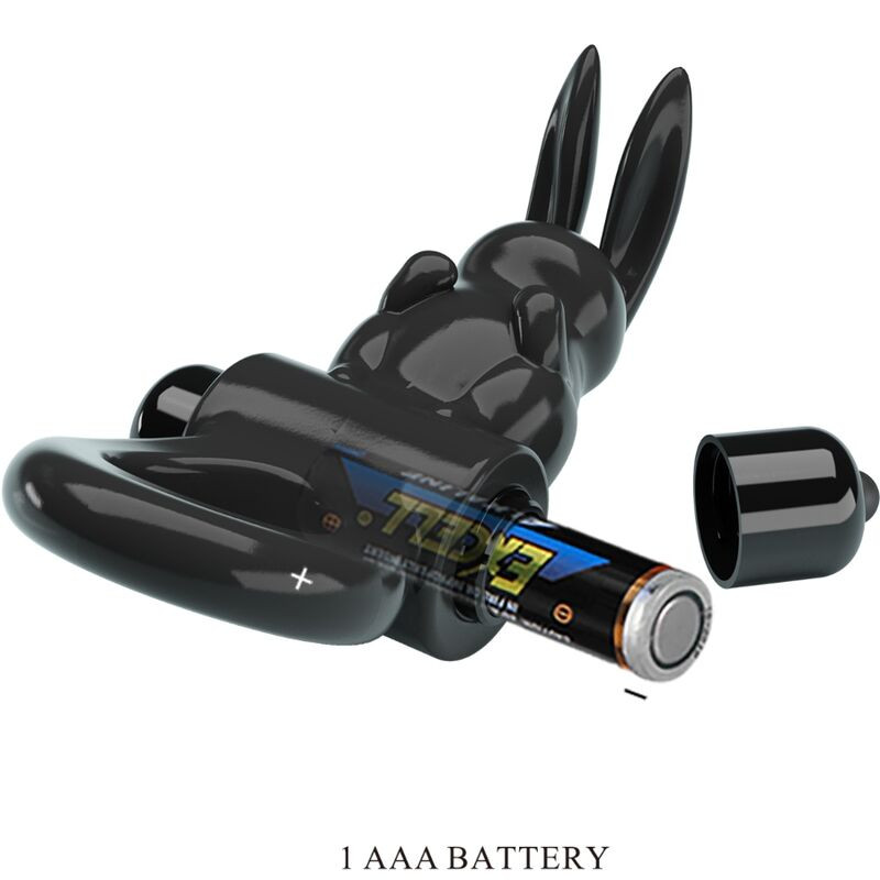 PRETTY LOVE EXCITING RING ANILLO VIBRADOR RABBIT 10 VIBRACIONES NEGRO