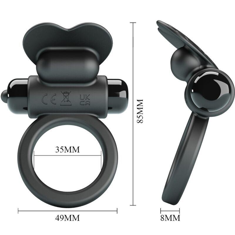 PRETTY LOVE DEBONAIRE ANILLO VIBRADOR CONEJO 10 VIBRACIONES NEGRO