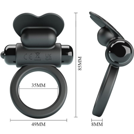 PRETTY LOVE DEBONAIRE ANILLO VIBRADOR CONEJO 10 VIBRACIONES NEGRO