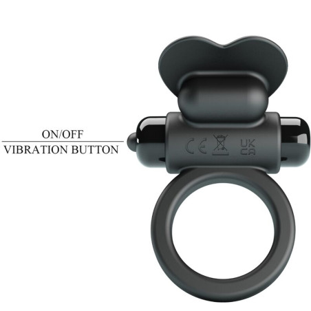 PRETTY LOVE DEBONAIRE ANILLO VIBRADOR CONEJO 10 VIBRACIONES NEGRO