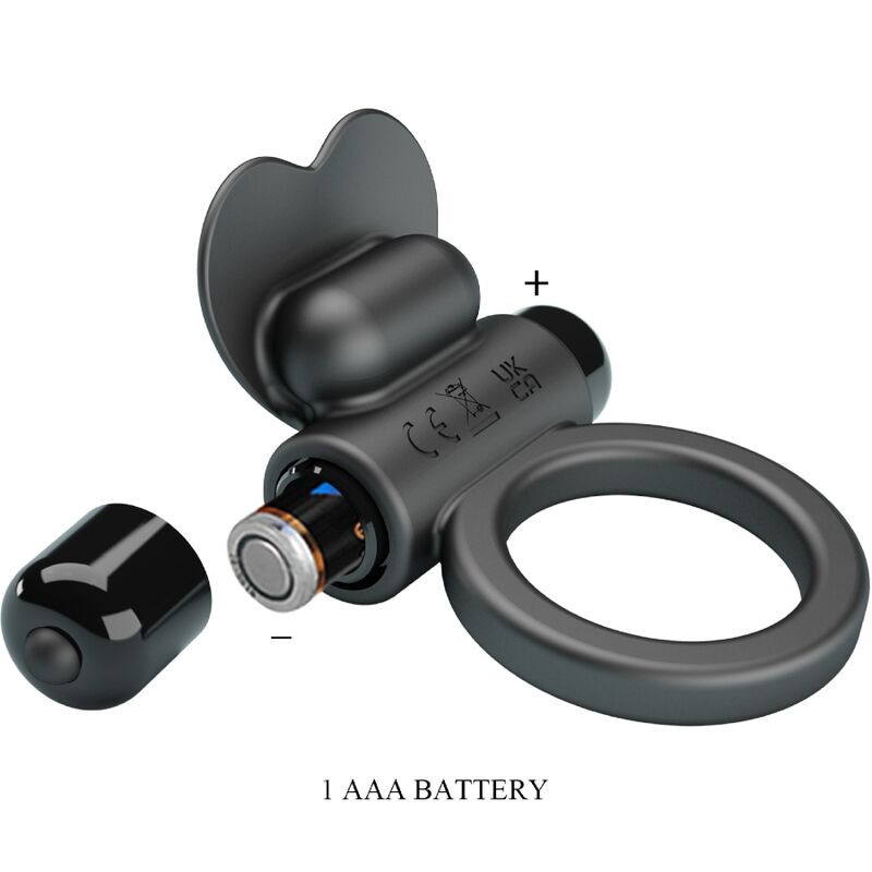 PRETTY LOVE DEBONAIRE ANILLO VIBRADOR CONEJO 10 VIBRACIONES NEGRO