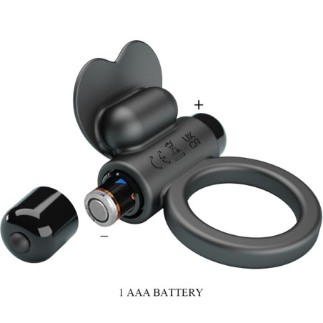 PRETTY LOVE DEBONAIRE ANILLO VIBRADOR CONEJO 10 VIBRACIONES NEGRO